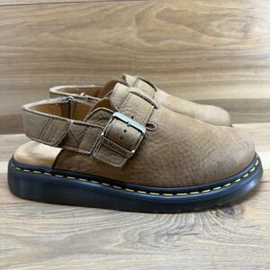 Dr Martens Jorge II Mens Size 8 Nubuck Tan Buckle Slide Chunky Clogs UK 7